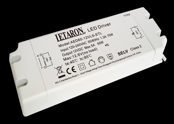 VI Bersertifikat Tegangan Konstan LED Power Driver 60W 12V Untuk Pencahayaan Kamar Mandi