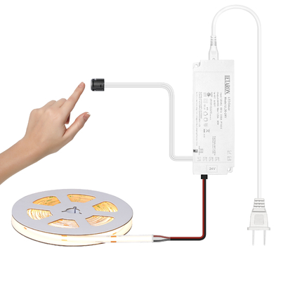 LETARON COB LED Strip Light 24V LED Tape Light, 480 pcs/M LED, Super Bright High Lumen 3000K Warm White 3m, Dimmable dengan 3M Tape, 30W UL Power Supply, Switch Touch untuk Kamar Tidur, Rumah, Dapur DIY