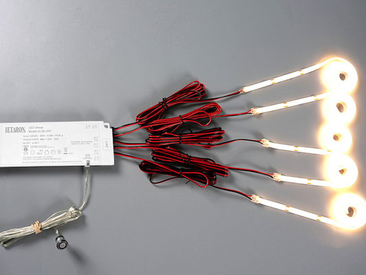 LAMPU STRIP LED LETARON COB 24V, Lampu Pita LED, 480 pcs/M LED, Super Terang Lumen Tinggi 3000K Putih Hangat 3m, Dapat Diredupkan dengan Pita 3M, Catu Daya UL 30W, SAKLAR PIR untuk Kamar Tidur, Rumah, Dapur DIY