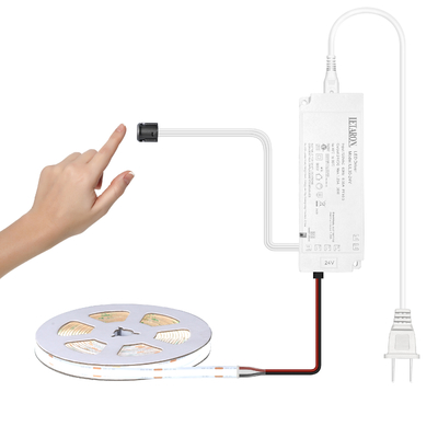 LETARON COB LED Strip Light 24V LED Tape Light, 480 pcs/M LED, Super Bright High Lumen 6000K Putih 3m, Dimmable dengan 3M Tape, 30W UL Power Supply, Touch SWITH untuk Kamar Tidur, Rumah, Dapur DIY